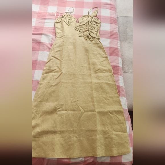 farm rio. sand 3d flower bodice midi dress. size s. NWT - Picture 13 of 15